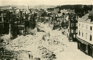Louvain etter det tyske bombardementet: en del av den ødelagte byen, c1914, c1920. av Unbekannt