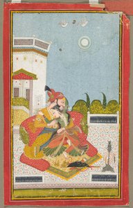 Elskere som omfavner Raga Malkaus, ca. 1760. av Unbekannt