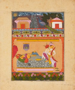 Lovers at dawn, illustrerer den musikalske modusen Raga Vibhasa, c1675 av Unbekannt