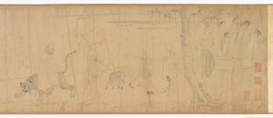 Luohans og dyr som krysser havet, Ming-dynastiet, 1500-1600-tallet. av Unbekannt