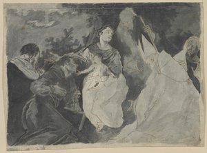 Madonna og barn med hellige, 1700-tallet. av Unbekannt