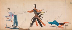 Maffet Ledger: Indiske og tre hvite menn, ca. 1874-81. av Unbekannt
