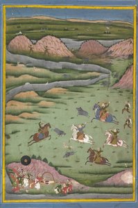 Maharana Amar Singh II eller Sangram Singh Hunting Wild Boar, 1800-tallet. av Unbekannt