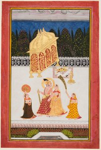 Maharana Ari Singh c. 1761-73 og hans kone på en terrasse, ca. 1761. av Unbekannt