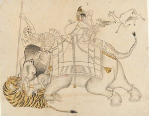 Mahrao Shatru Salli 1866-89 Jakt på en tiger, ca. 1866-89. av Unbekannt