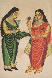 Maid Bringing a Hookah to a Lady, 1800-tallet. av Unbekannt