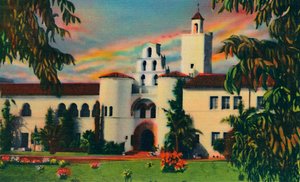 Hovedinngang. Administrasjonsbygningen, Statens høyskole. San Diego, California, c1941 av Unbekannt