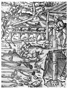 Lage og bruke almetrepumper for å drenere gruver før dampmaskinens dager, 1556 1956 av Unbekannt