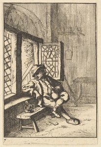 Mann sitter ved et vindu kopi, 1610-85. av Unbekannt