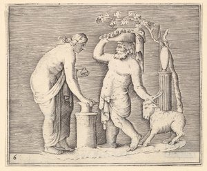 Man and Woman Sacrificing a Goat, utgitt ca. 1599-1622. av Unbekannt