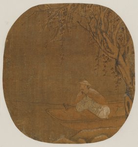 Mann som fisker fra en båt under et tre, muligens Ming-dynastiet, 1368-1644. av Unbekannt