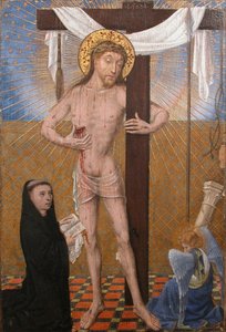 Man of Sorrows med knelende donor, fjerde kvartal 1400-tallet med moderne tillegg. av Unbekannt