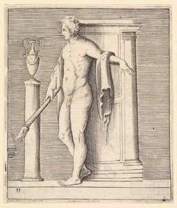 Man with Torch at Temple Door, publisert ca. 1599-1622. av Unbekannt
