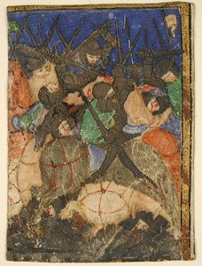 Manuskriptutskjæring som viser en scene fra den hebraiske skriften, kanskje kong Davids liv, ca. 1400. av Unbekannt