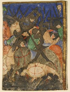 Manuskriptutskjæring som viser en scene fra den hebraiske skriften, kanskje kong Davids liv, ca. 1400. av Unbekannt