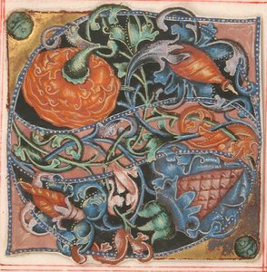 Manuskriptbelysning med initial S, fra en korbok, 1500-tallet. av Unbekannt