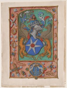 Manuskriptblad med våpenskjold, fra en timebok, ca. 1500. av Unbekannt