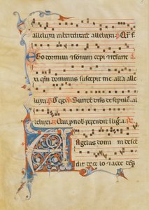 Manuskriptblad med foliated Initial A, fra en Antiphonary, italiensk, 1300-tallet. av Unbekannt
