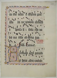 Manuskriptblad med initial A, fra et antifonarium, tysk, andre kvartal 1400-tallet. av Unbekannt