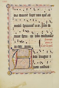Manuskriptblad med initial A, fra et antifonarium, tysk, andre kvartal 1400-tallet. av Unbekannt