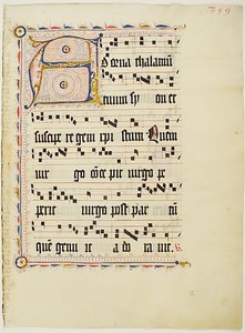 Manuskriptblad med initial A, fra et antifonarium, tysk, andre kvartal 1400-tallet. av Unbekannt