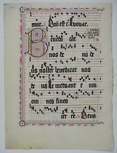 Manuskriptblad med initial B, fra et antifonarium, tysk, andre kvartal 1400-tallet. av Unbekannt