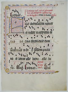 Manuskriptblad med initial F, fra et antifonarium, tysk, andre kvartal 1400-tallet. av Unbekannt