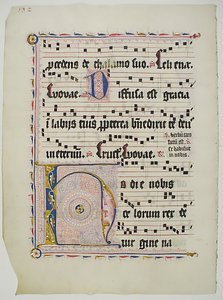 Manuskriptblad med initial H, fra et antifonarium, tysk, andre kvartal 1400-tallet. av Unbekannt