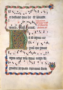 Manuskriptblad med initial H, fra et antifonarium, tysk, andre kvartal 1400-tallet. av Unbekannt