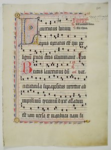Manuskriptblad med initial L, fra et antifonarium, tysk, andre kvartal 1400-tallet. av Unbekannt