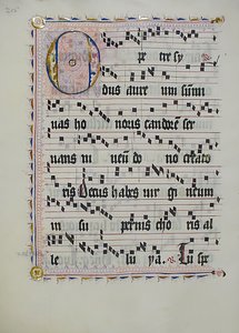 Manuskriptblad med initial O, fra et antifonarium, tysk, andre kvartal 1400-tallet. av Unbekannt