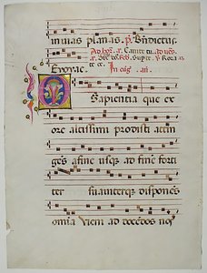 Manuskriptblad med initial O, fra et antifonarium, italiensk, 1400-tallet. av Unbekannt
