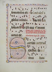 Manuskriptblad med initial S, fra et antifonarium, tysk, andre kvartal 1400-tallet. av Unbekannt