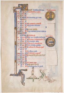 Manuskriptblad med junikalender, fra en kongelig psalter, britisk, 1200-tallet. av Unbekannt