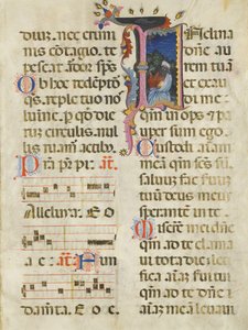 Manuskriptblad med kong David i en innledende I, fra en Psalter, tidlig på 1400-tallet. av Unbekannt