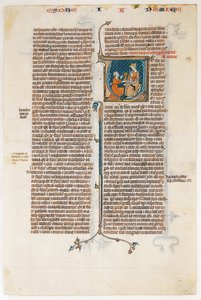Manuskriptblad med åpning av Nehemias bok, fra en bibel, ca. 1280-1300. av Unbekannt