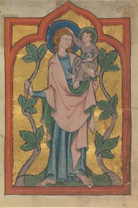 Manuskriptblad med den hellige Christopher som bærer Kristus, tidlig på 1300-tallet. av Unbekannt