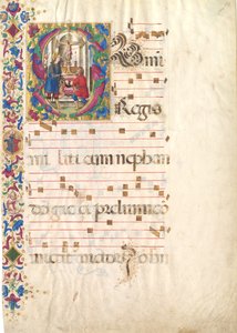 Manuskriptblad med Saint John Gualbert i en innledende S, fra en Antiphonary, tidlig på 1500-tallet. av Unbekannt