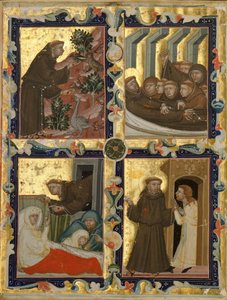 Manuskriptblad med scener fra livet til den hellige Frans av Assisi, italiensk, ca. 1320-42. av Unbekannt