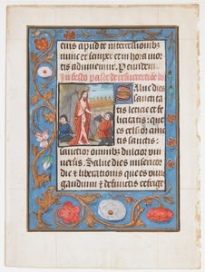 Manuskriptblad med oppstandelsen, fra en timebok, ca. 1500. av Unbekannt