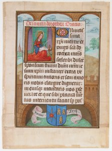 Manuskriptblad med Saint Dorothy, fra en timebok, ca. 1500. av Unbekannt