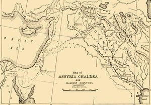 Kart over Assyria, Kaldea og tilstøtende land, 1890. av Unbekannt
