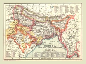 Kart over Bengal, Nordvest- og Sentralprovinsene og Assam, 1902. av Unbekannt