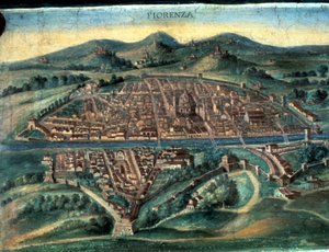 Kart over Firenze, 1400-tallet av Unbekannt
