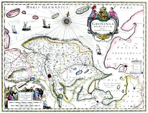 Kart over Groningen, Nederland, 1600-tallet av Unbekannt