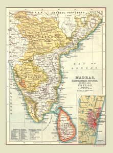 Kart over Madras, Hyderabad, Mysore, Coorg og Ceylon, 1902. av Unbekannt