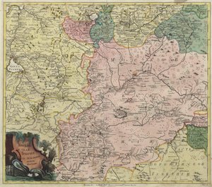 Kart over Moskva guvernement og deler av nærmeste provinser, 1745 av Unbekannt