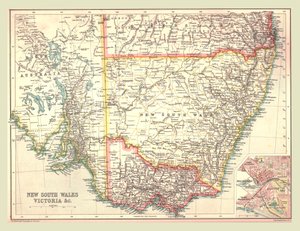 Kart over New South Wales og Victoria, 1902. av Unbekannt