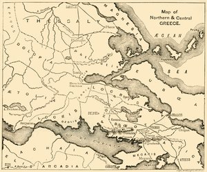 Kart over Nord- og Sentral-Hellas, 1890. av Unbekannt