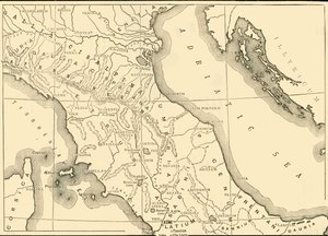 Kart over Nord- og Sentral-Italia, 1890. av Unbekannt